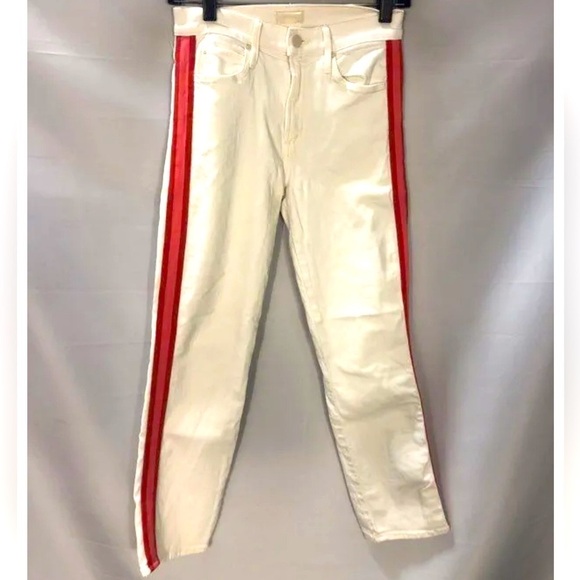 Mother Womens White Light Wash Coin Pocket Denim Straight Jeans Size 25 - Picture 1 of 9